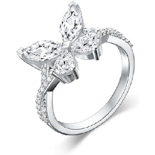Sterling Silver Zircon Butterfly Ring