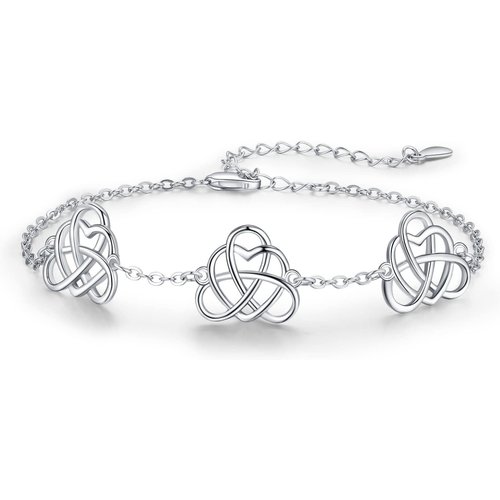 Sterling Silver Zircon Celtic Knot Charm Bracelet