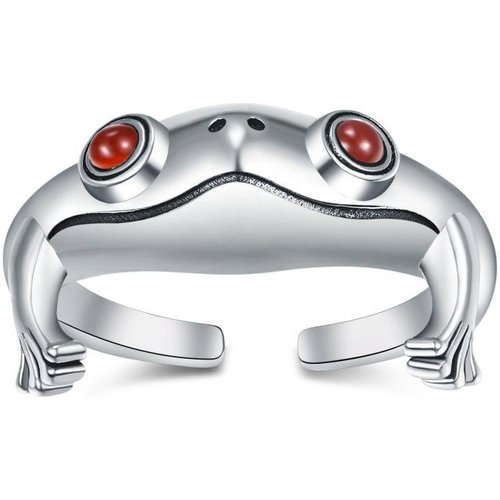 Sterling Silver Zircon Frog Open Ring