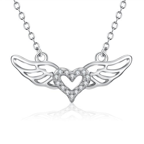 Sterling Silver Zircon Heart Pendant Necklace