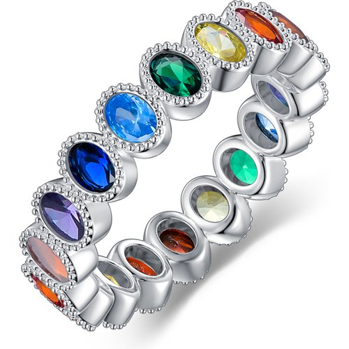 Sterling Silver Zircon Rainbow Ring