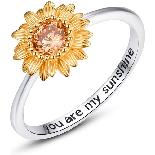 Sterling Silver Zircon Sunflower Ring