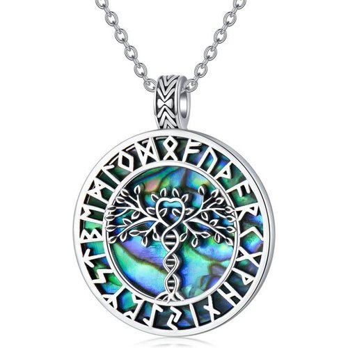 Tree of Life DNA Abalone Shell Pendant Necklace