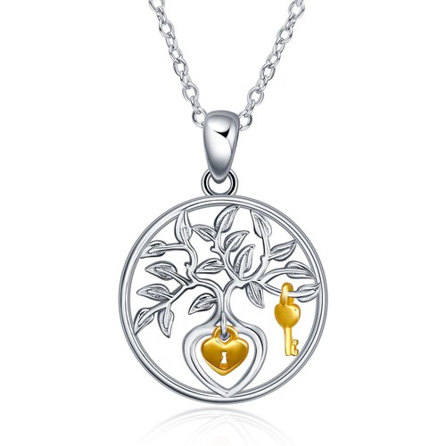 Tree of Life 925 Silver Charm Pendant Necklace Apple Tree Necklace for Women