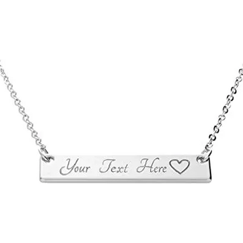 Unisex Sterling Silver Personalized Engraving Pendant Necklace
