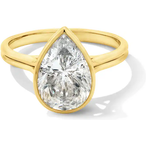14K Gold 0.5 to 3 CT Pear Cut Lab Created Diamond Solitaire Custom Engagement Ring D-VVS1 3EX IGI Certified