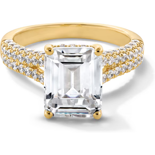 14K Gold 1 to 3.5 CT.T.W. Emerald Cut Lab Created Diamond Custom Split Shank Engagement Band D-VVS1 IGI Certified