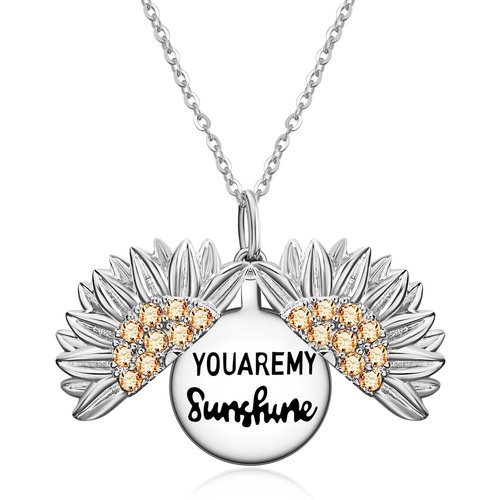 You are My Sunshine Sunflower Necklace in Rose Gold Sterling Silver