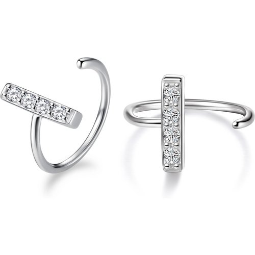 Sterling Silver Cubic Zirconia Cross Hoop Earrings