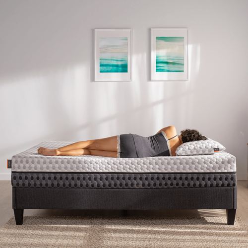 Layla Platform Bed - Cal King Size - Grey Fabric - Solid Wood Slats - Sturdy Base