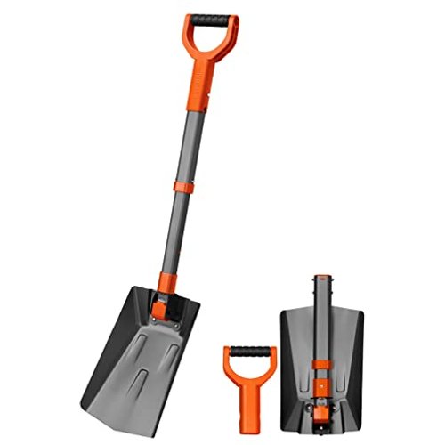AstroAI 39 Inch Folding Snow Shovel Grey, Snow Shovel for Car with Thickened Telescopic Aluminum Handle and Reinforced Iron Hinge