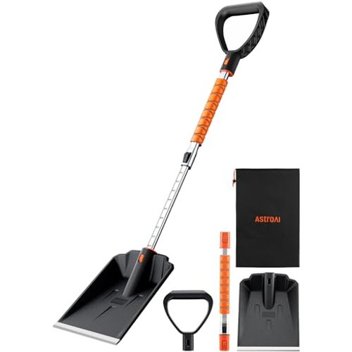 Lightweight Snow Shovel for Car, Extendable Snow Shovel with Thickened Aluminum Handle and Blade, Portable and Multifunctional