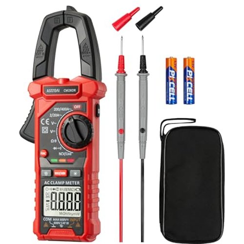 AstroAI Digital Clamp Meter Multimeter 2000 Counts Amp Voltage, Live Wire Test, NCV, Black