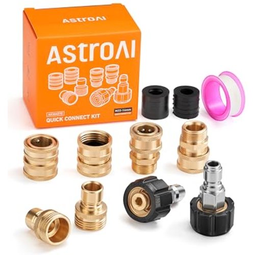 AstroAI Pressure Washer Quick Connect Kit: M22 14mm Swivel, 3/8\\\'\\\' & 3/4" Quick Disconnect Adapters for Enhanced Flexibility