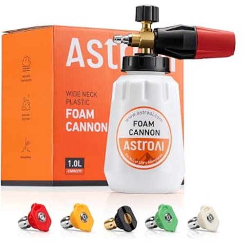 AstroAI Big Mouth Foam Cannon with 5 Pressure Washer Nozzle Tips