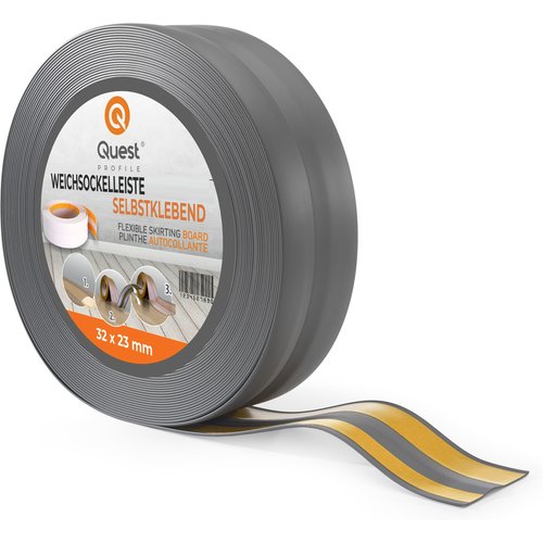 Quest rodapié pvc 32x23mm, 15m, autoadhesivo, rodapiés blando, zócalo blando, graphite