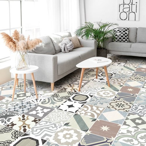 24 vinilos baldosas suelo antideslizante maiorano - adhesivo pared - sticker revestimiento - 1 adhesivo 120x320cm-24stickers40x40cm