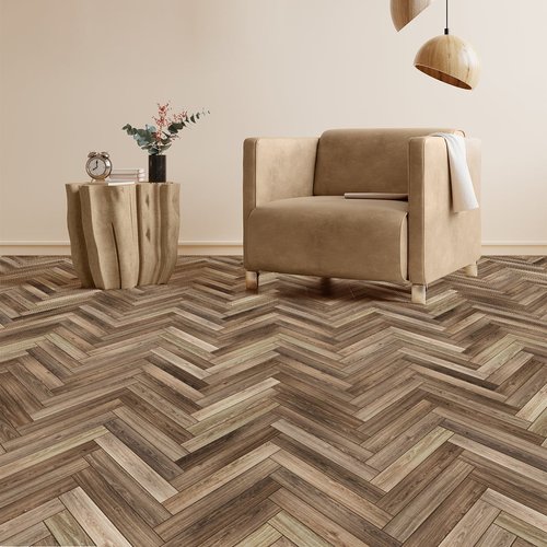 Vinilo parquet imitación espiga madera oscura antideslizante - adhesivo pared - sticker revestimiento - 1 adhesivo 60x100cm