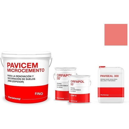 Kit microcemento 60 m2 monocomponente para paredes de yeso o pladur - poliuretano satinado-rosa