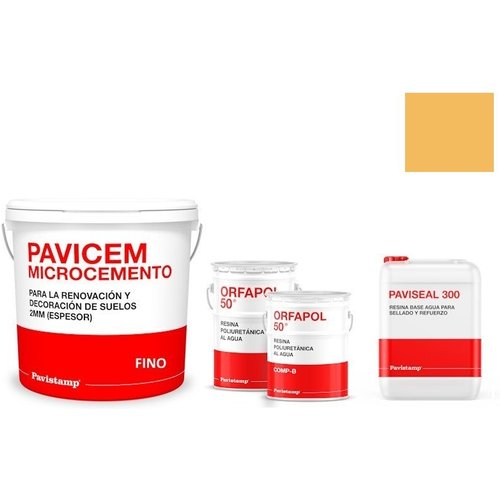 Kit microcemento 8 m2 monocomponente para paredes de yeso o pladur - polureteno mate-ocre