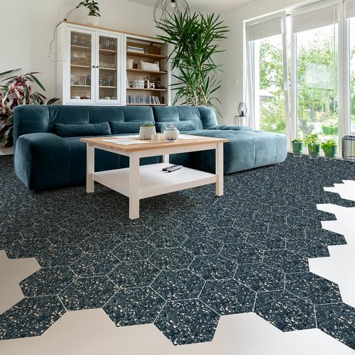 Vinilo piso de terrazzo hexágonos francesco antideslizante - adhesivo pared - sticker revestimiento - 1 adhesivo 40x90cm-10stickershexagones20x18cm