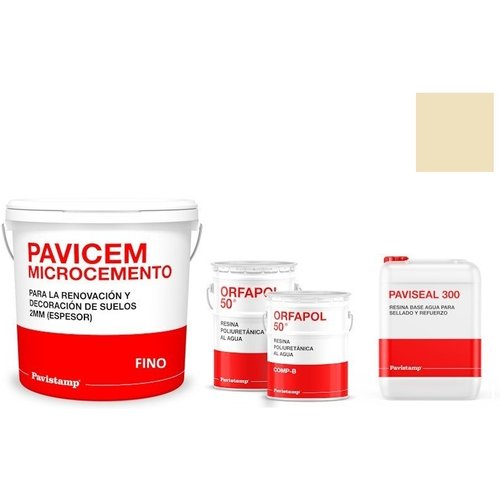 Kit microcemento 60 m2 monocomponente para paredes de yeso o pladur - poliuretano brillo-blanco hueso