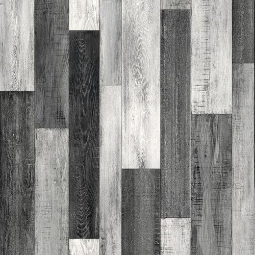 Link plus suelo vinílico - imitación parquet blanco y negro - superficie brillante - rollo 2m x 4m