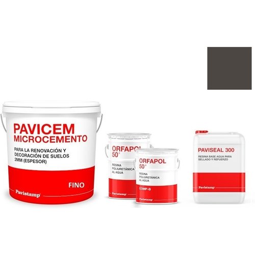 Kit microcemento 60 m2 monocomponente para paredes de yeso o pladur - poliuretano brillo-ceniza