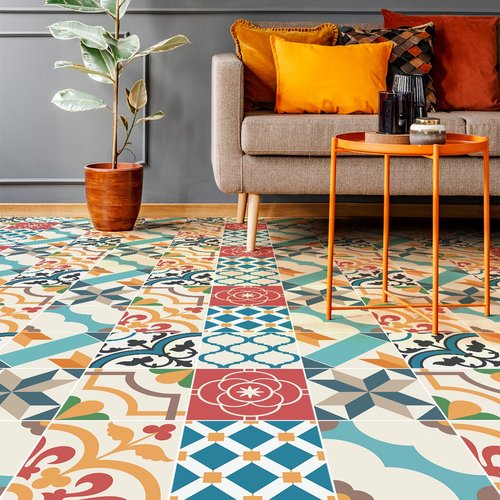 Vinilo suelo de baldosas de cemento alyssa antideslizante - adhesivo pared - sticker revestimiento - 1 adhesivo 60x100cm