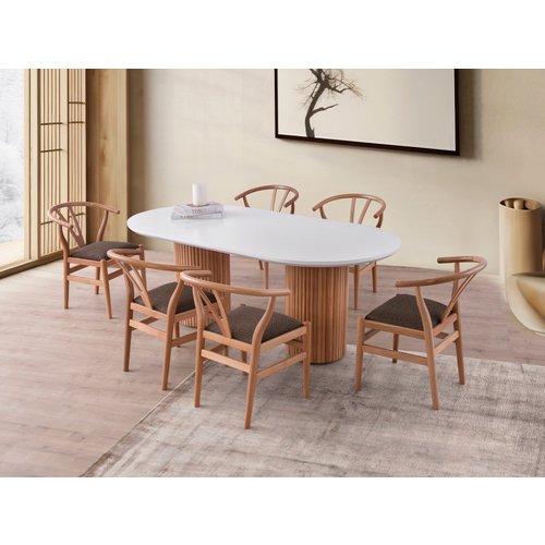 Mesa de comedor - línea - blanco nogal