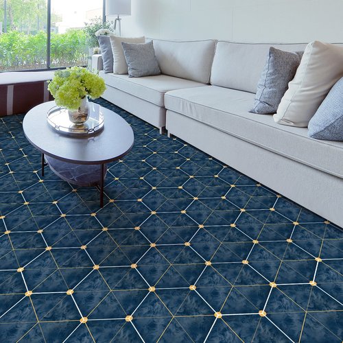 Vinilo piso de hexágonos noche azul antideslizante - adhesivo pared - sticker revestimiento - 1 adhesivo 60x135cm-10stickershexagones30x26cm