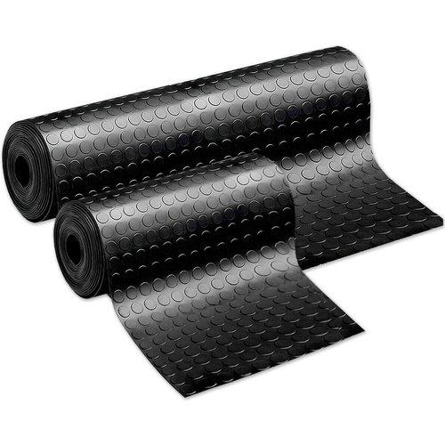 Alfombra de pvc antideslizante protege el suelo diseño en relieve círculos negro robusto 100x1000 cm