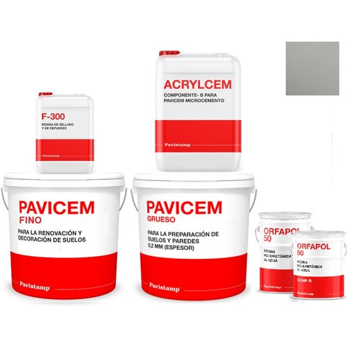 Kit microcemento 8 m2 bicomponente - paredes y suelos cerámica o mortero - poliuretano brillo-gris 5