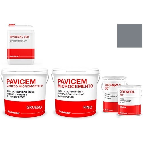 Kit microcemento 8 m2 monocomponente para paredes y suelos de cerámica o mortero - poliuretano satinado-azul profundo