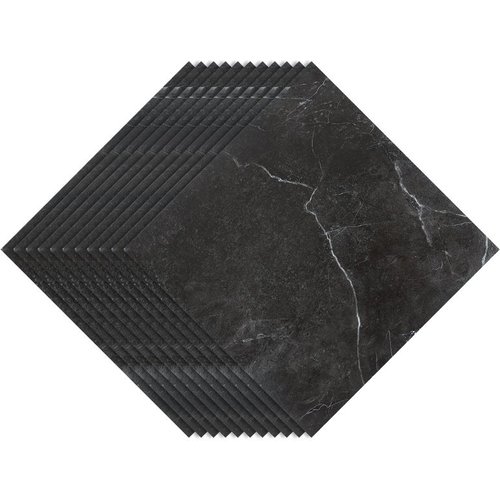 Suelo vinílico plano de pvc adhesivo, 55 piezas, 30 cm x 30 cm, ca. 5m², papel pintado impermeable autoadhesivo de pvc de mármol negro