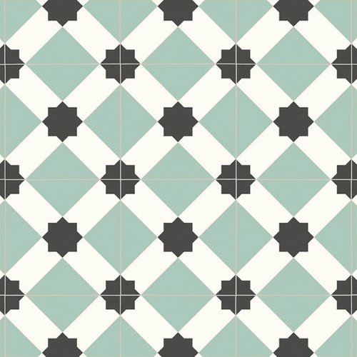 First vinyl floor - baldosas de cemento efecto geométrico - verde agua - rollo 2m x 3m