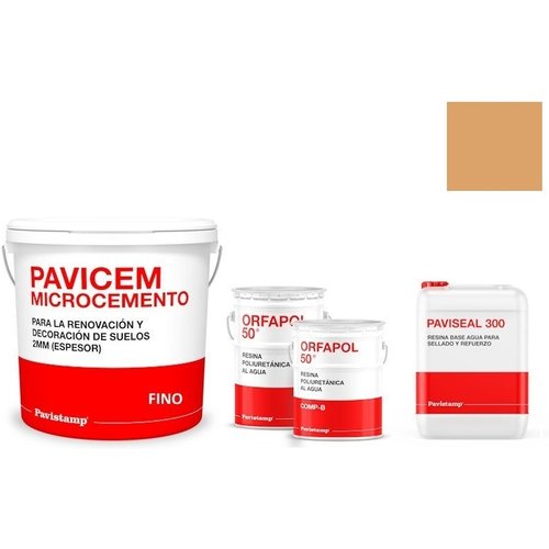 Kit microcemento 8 m2 monocomponente para paredes de yeso o pladur - poliuretano satinado-oro