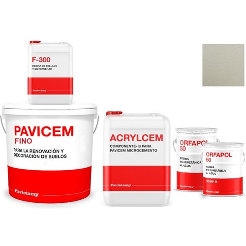 Kit microcemento 8 m2 bicomponente para paredes de yeso o pladur - poliuretano satinado-gris 0