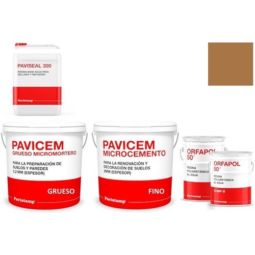 Kit microcemento 8 m2 monocomponente para paredes y suelos de cerámica o mortero - poliuretano brillo-arena 96