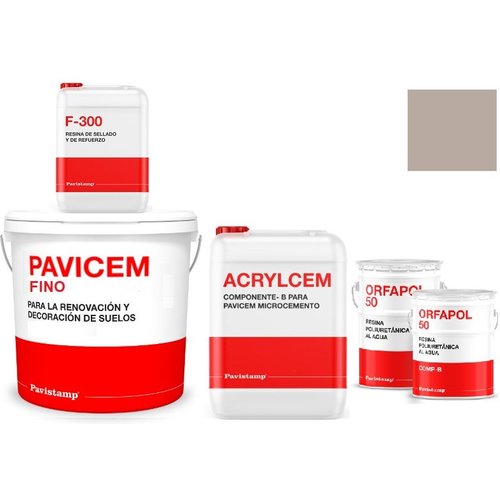 Kit microcemento 8 m2 bicomponente para paredes de yeso o pladur - poliuretano satinado-gris claro