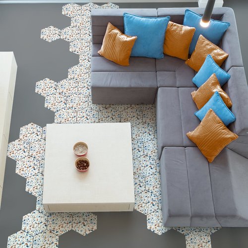 Vinilo baldosas de terrazzo corleone antideslizante - adhesivo pared - sticker revestimiento - 1 adhesivo 40x90cm-10stickershexagones20x18cm