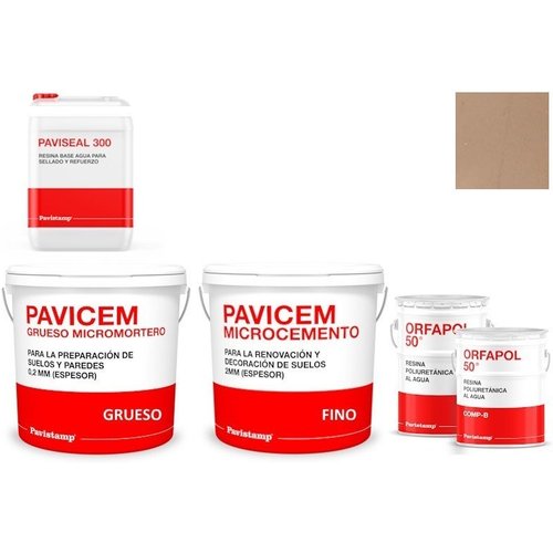Kit microcemento 8 m2 monocomponente para paredes y suelos de cerámica o mortero - poliuretano satinado-capuccino