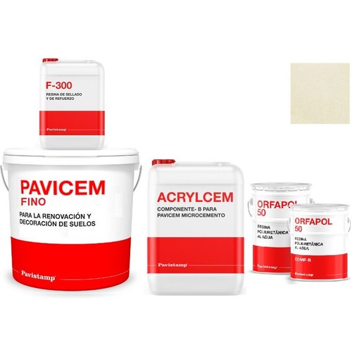 Kit microcemento 15 m2 bicomponente para paredes de yeso o pladur - poliuretano brillo-perla