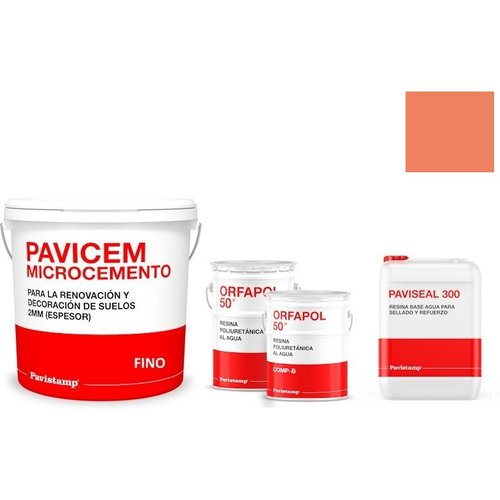 Kit microcemento 15 m2 monocomponente para paredes de yeso o pladur - poliuretano satinado-anaranjado