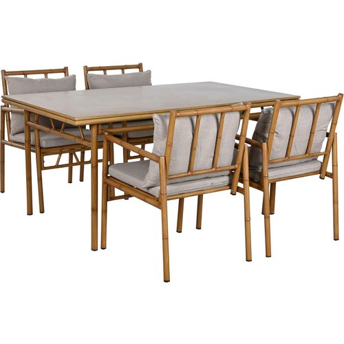 Conjunto de mesa con 4 sillas home esprit aluminio 160 x 90 x 75 cm (5 piezas)