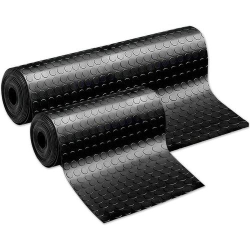 Alfombra de pvc antideslizante protege el suelo diseño en relieve círculos negro robusto 200x500 cm