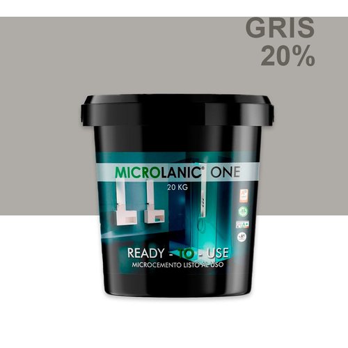 Microlanic one fino 20kg 40m2 microcemento listo al uso de grano fino para decoración de suelos y paredes. gris 20%