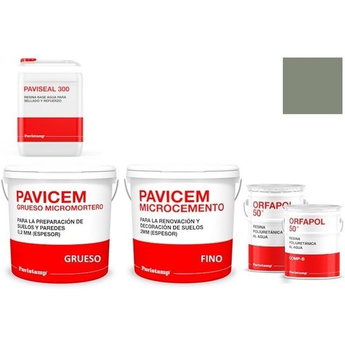 Kit microcemento 15 m2 monocomponente para paredes y suelos de cerámica o mortero - polureteno mate-selva