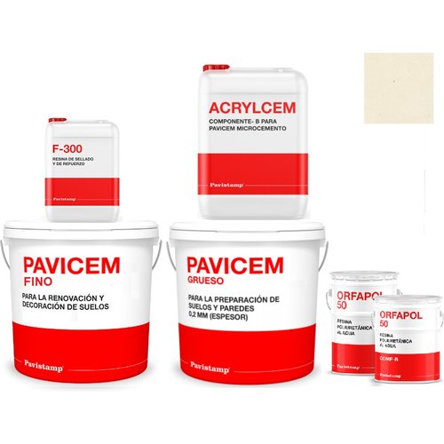 Kit microcemento 15 m2 bicomponente - paredes y suelos cerámica o mortero - poliuretano satinado-crema