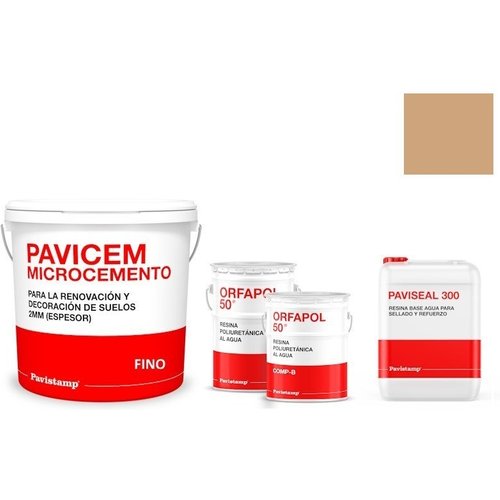 Kit microcemento 60 m2 monocomponente para paredes de yeso o pladur - poliuretano brillo-tierra